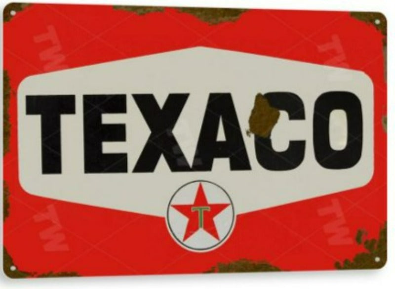 Texaco Gas Distressed Metal Tin Sign A644