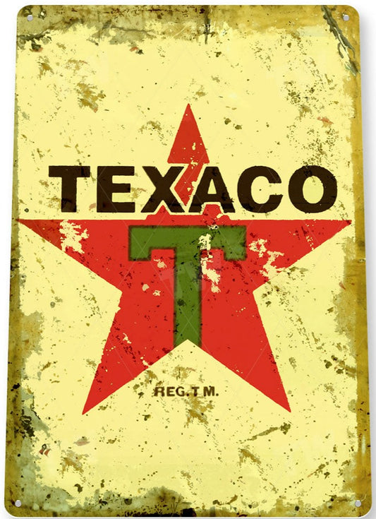 Texaco Gas Distressed Metal Tin Sign - A646