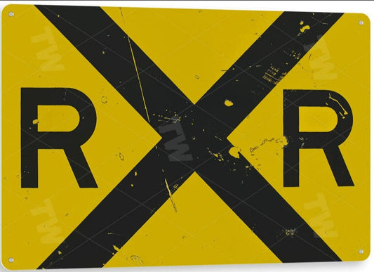 Railroad Distressed Metal Tin Sign - A733