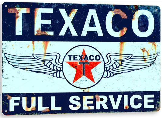 Texaco Service Distressed Metal Tin Sign - A744