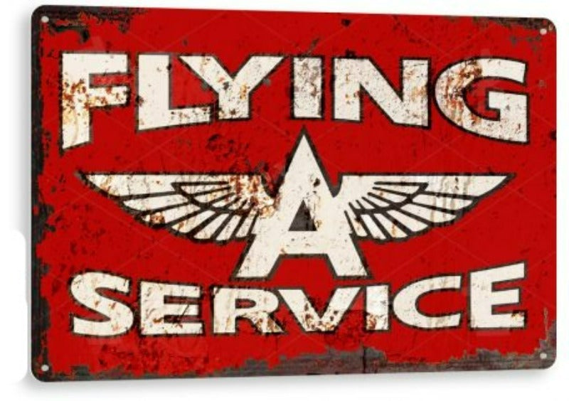Flying-A Service Distressed Metal Tin Sign A757