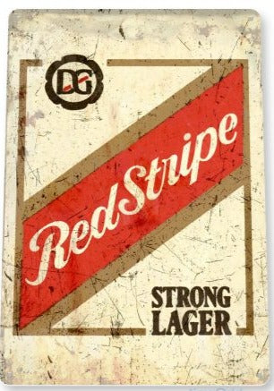 Red-Stripe Beer Distressed Metal Tin Sign A776