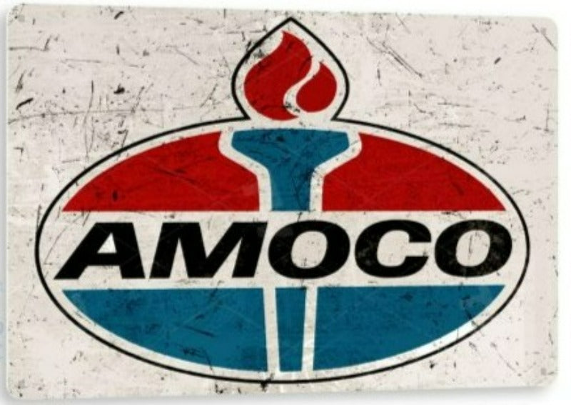 Amoco Oil-Gas Metal Distressed Tin Sign B103