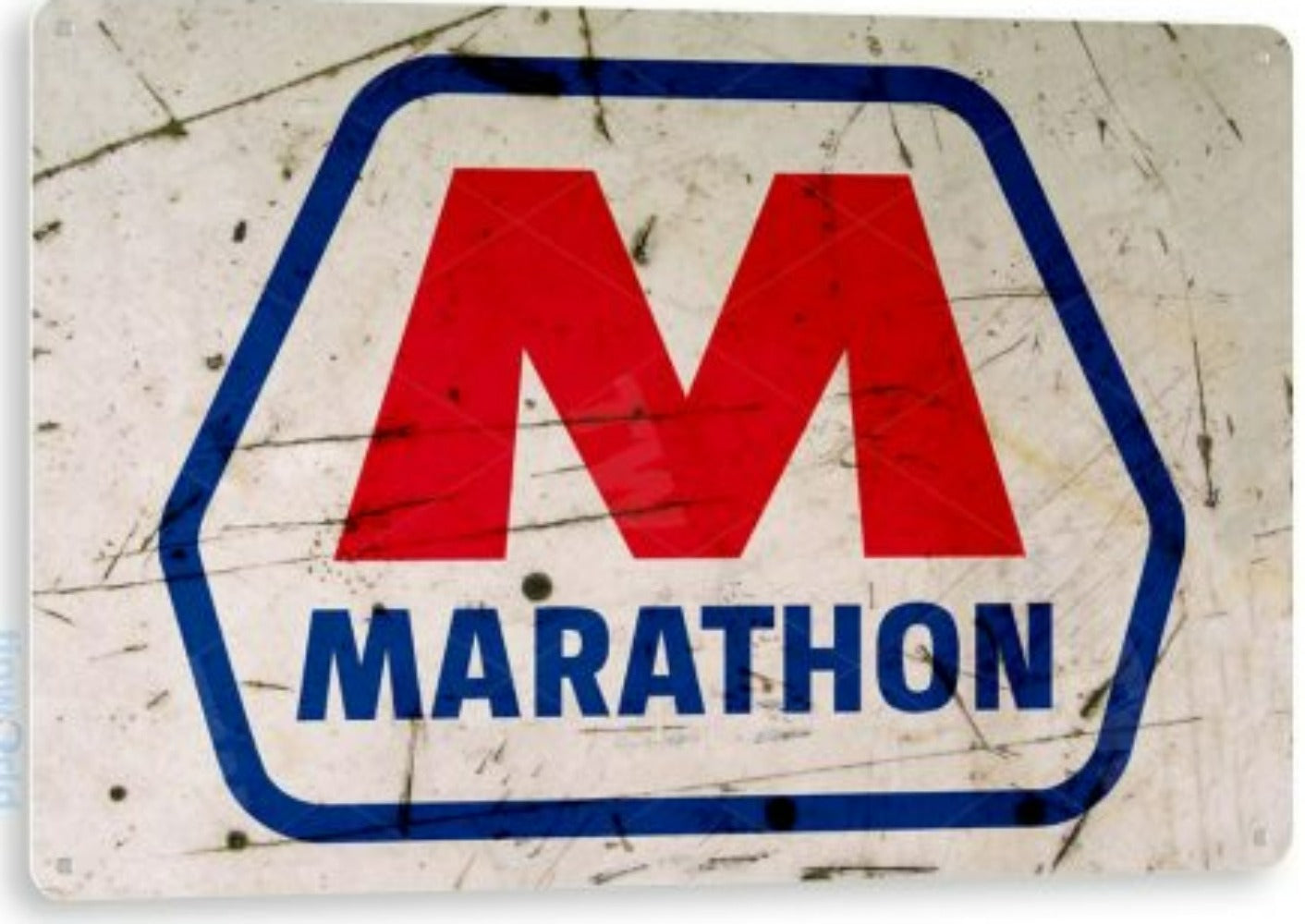 Marathon Gas Distressed Metal Tin Sign B175