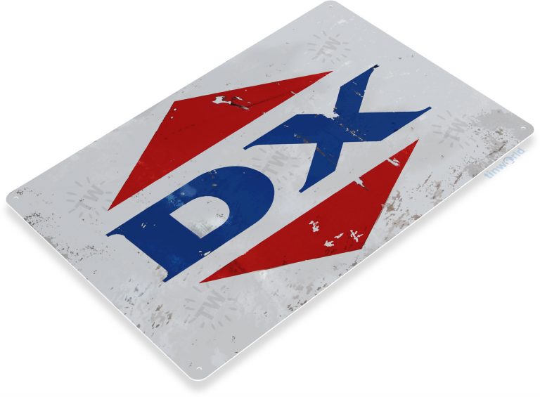 DX Oil-Gas Distressed Metal Tin Sign B301