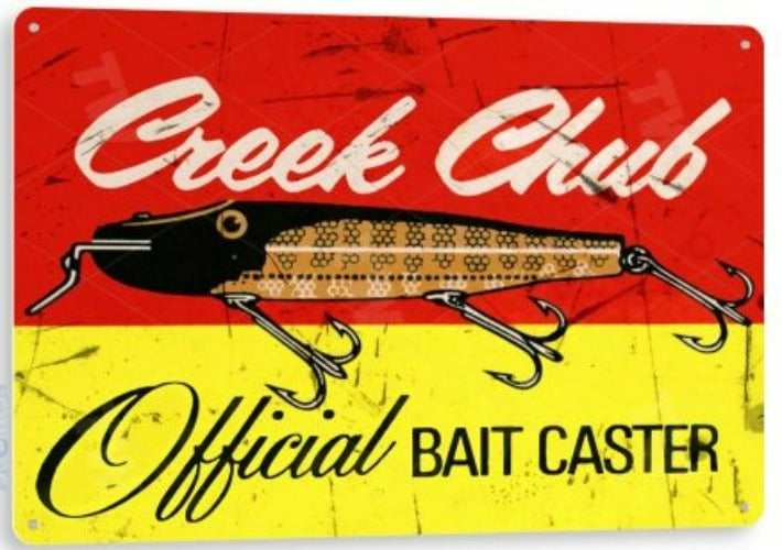 Creek-Chub Bait Distressed Metal Tin Sign B404