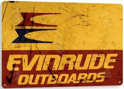 Evinrude Outboards Distressed Metal Tin Sign B562