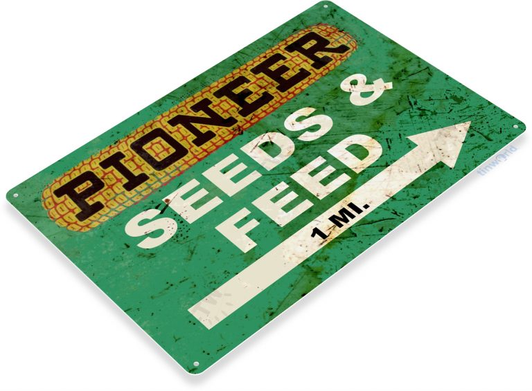 Pioneer Seed Distressed Metal Tin Sign B580