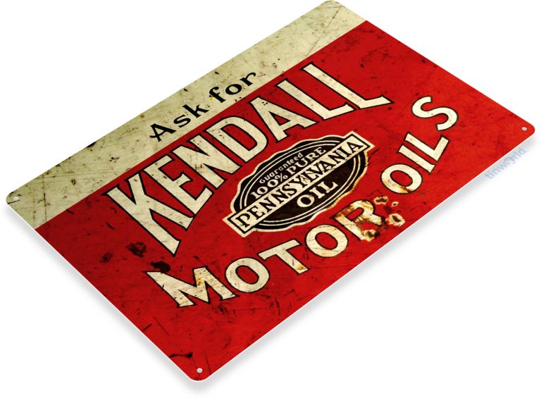 Kendall Oils Distressed Metal Tin Sign B725