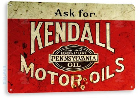 Kendall Oils Distressed Metal Tin Sign B725