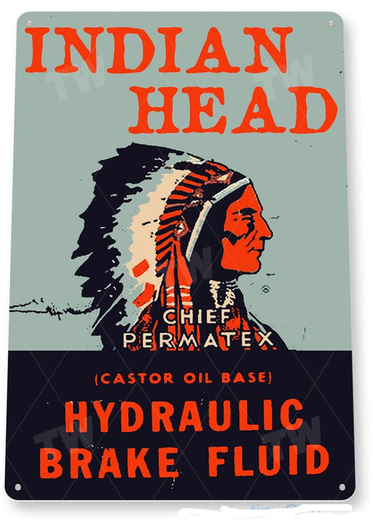 Indian Head Hydraulic Metal Tin Sign - B887
