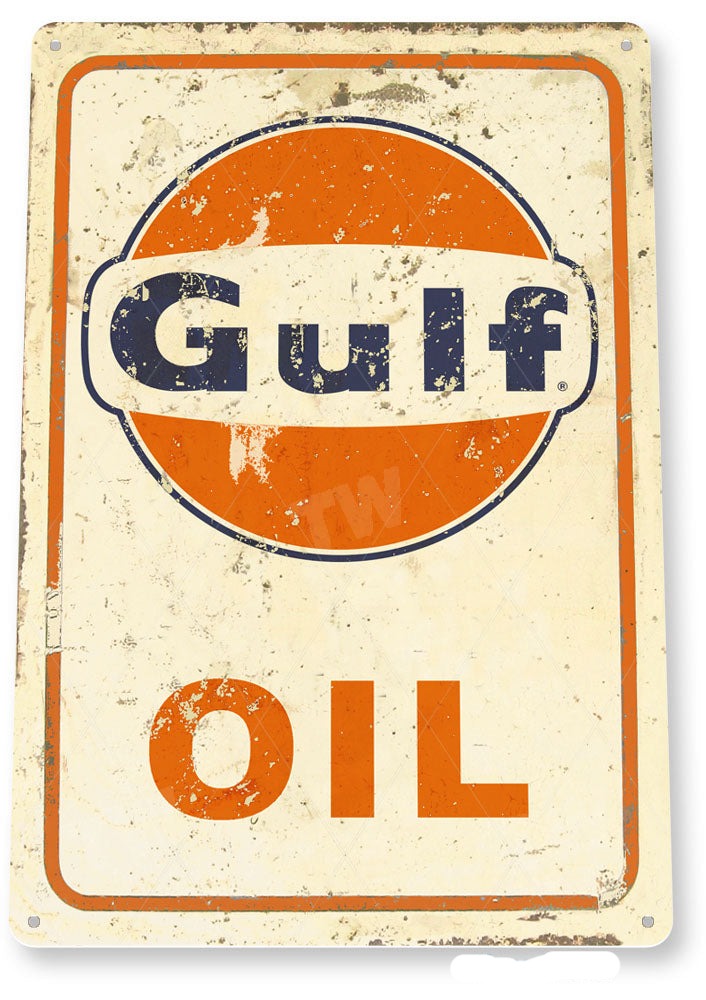 Gulf Rustic-Oil Metal Tin Sign C303