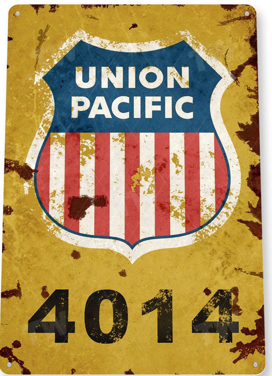 Union Pacific Railroad Distressed Metal Tin Sign C357