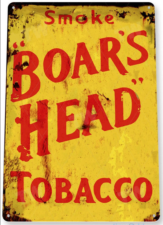 Boars Head Tobacco Distressed Metal Tin Sign - C455