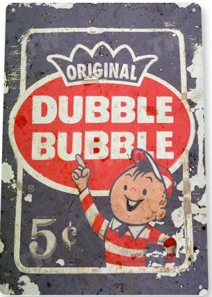 Dubble Bubble 12" x 18" Distressed Metal Tin Sign C536