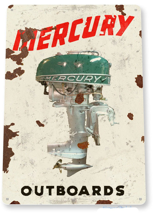 Mercury Outboard-Motors Distressed Metal Tin Sign C606