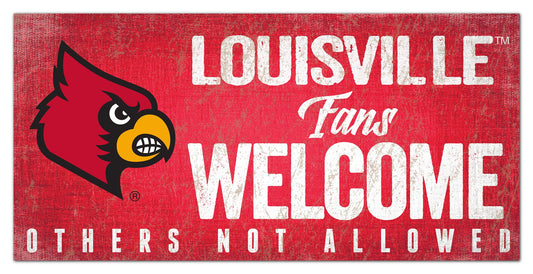 Louisville Cardinals Fans Welcome 6" x 12" Sign by Fan Creations
