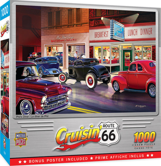 Cruisin' Route 66 - Phil's Diner 1000 Piece Jigsaw Puzzle by Masterpieces
