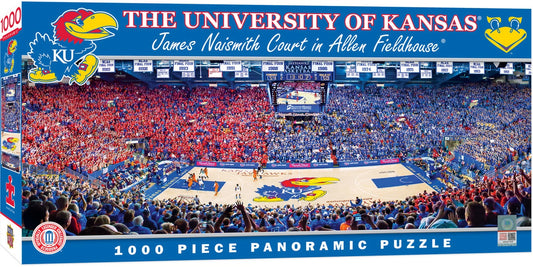Kansas Jayhawks Panoramic Basketball Stadium 1000 Piece NCAA Sports Puzzle - Center View