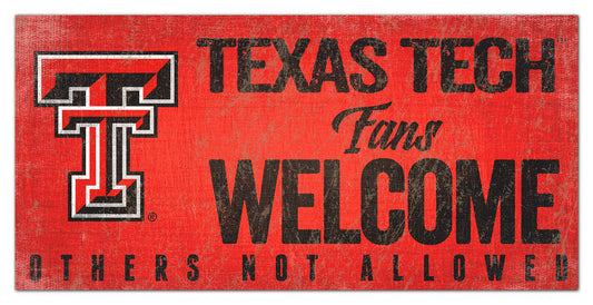 Texas Tech Red Raiders Fans Welcome 6" x 12" Sign by Fan Creations