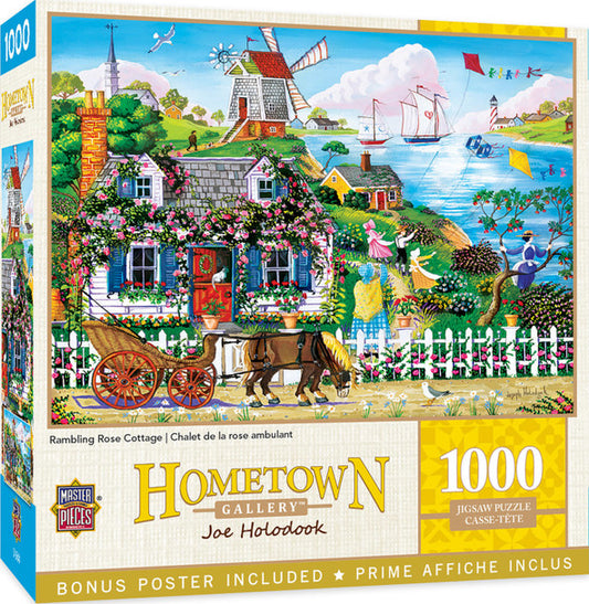 Hometown Gallery - Rambling Rose Cottage 1000 Piece Jigsaw Puzzle by Masterpieces