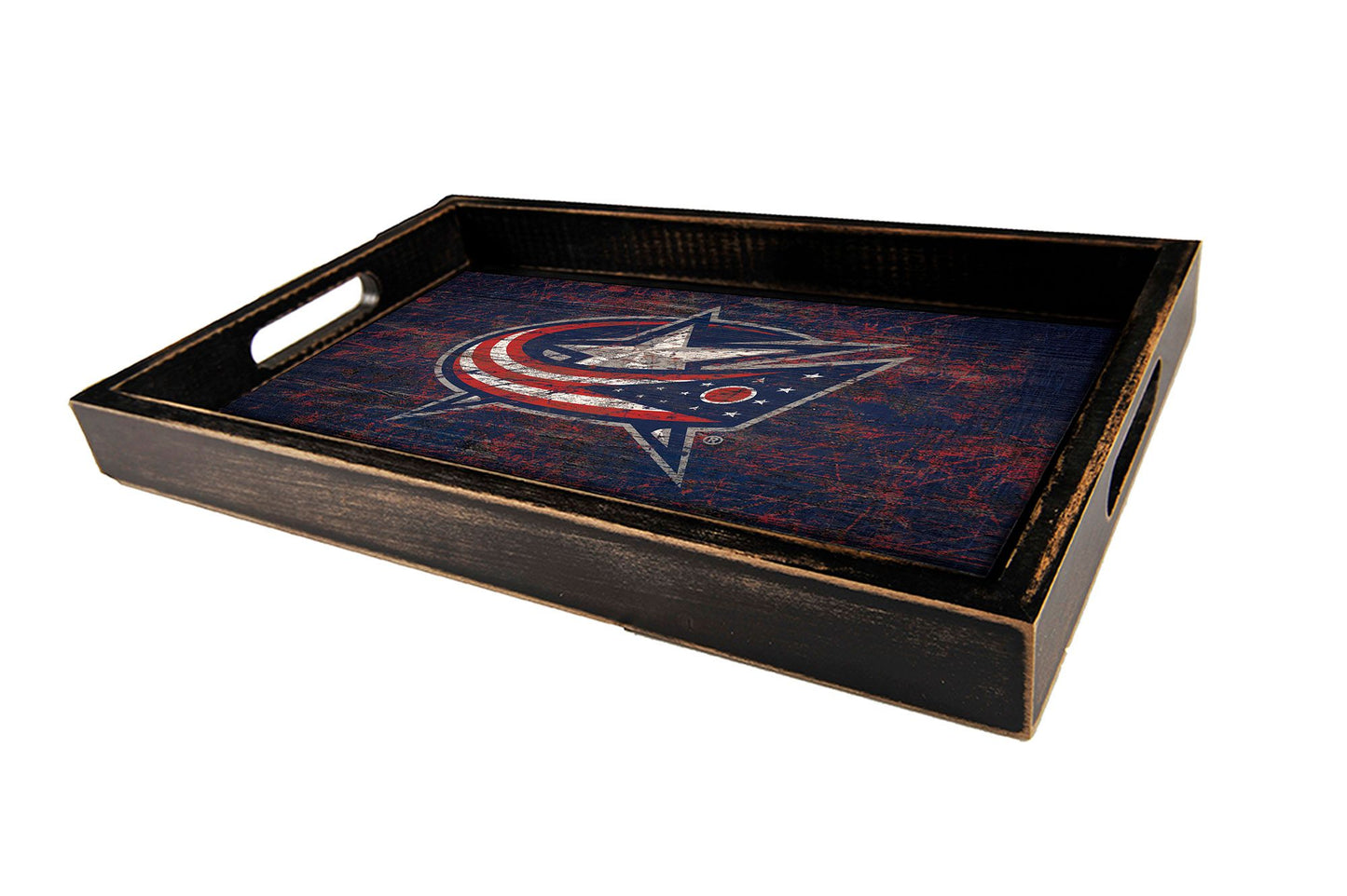 Columbus Blue Jackets Distressed Serving Tray with Team Color by Fan Creations