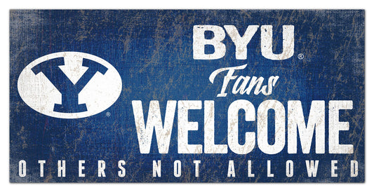 Brigham Cougars {BYU} Fans Welcome 6" x 12" Sign by Fan Creations