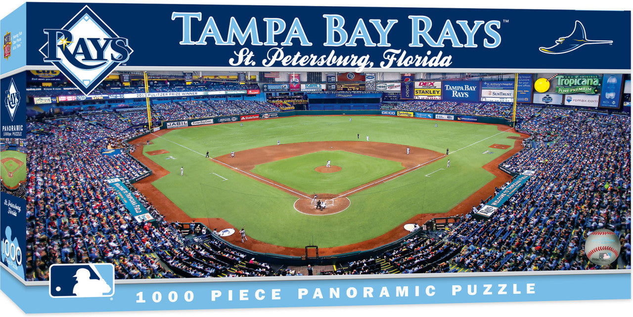 "Tampa Bay Rays MLB Stadium 1000-Piece Puzzle. Brand new, measures 13x39 inches. Officially licensed. Made by Masterpieces."