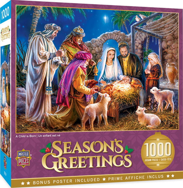 Christmas - A Child is Born 1000 Piece Puzzle by Masterpieces
