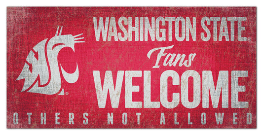 Washington State Cougars Fans Welcome 6" x 12" Sign by Fan Creations